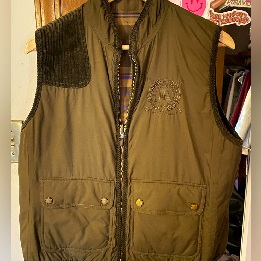 Ralph Lauren reversible padded brown men’s vest size extra large